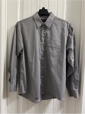 Forsyth Private Collection Men’s Gray Long Sleeve Button Front Dress Shirt 17